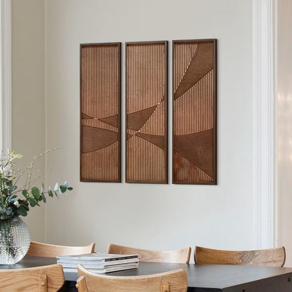 3 Panel Modern Geometric Wooden Wall Art