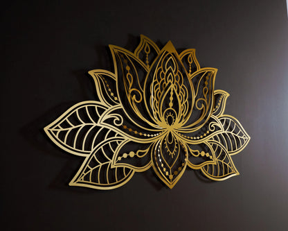 3D Lotus Flower Wooden Wall Art