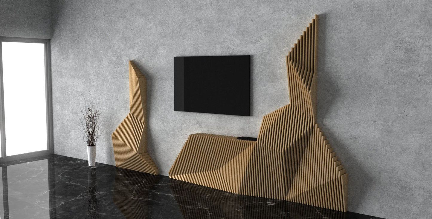 3D Wave Crest TV Mount Parametric Wall Art