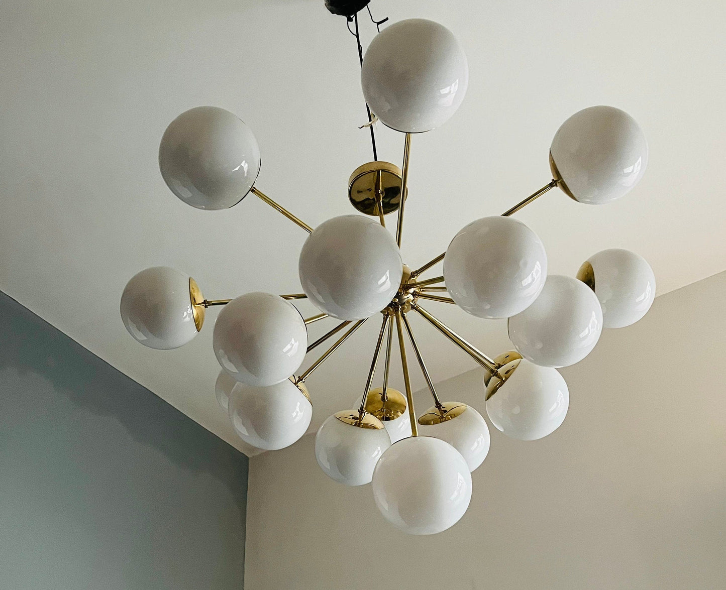 17 Arms Handmade Polished Brass Chandelier
