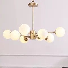 8 Glass Ball Brass Hand Crafted Sputnik Chandelier