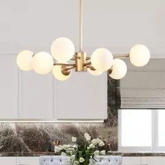 8 Glass Ball Brass Hand Crafted Sputnik Chandelier