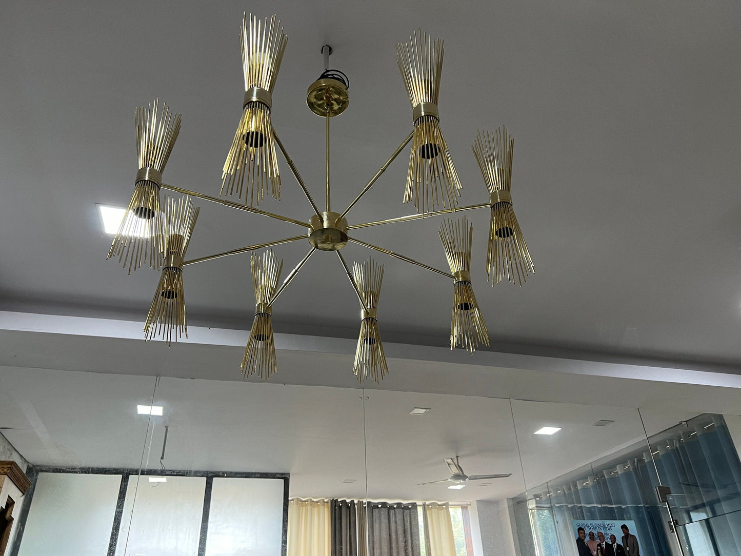 8 Arms 16 Lights Skyla Brass Sputnik Chandelier