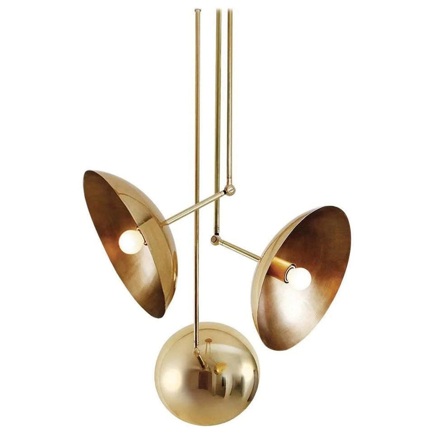 3 Light Domed Brass Chandelier