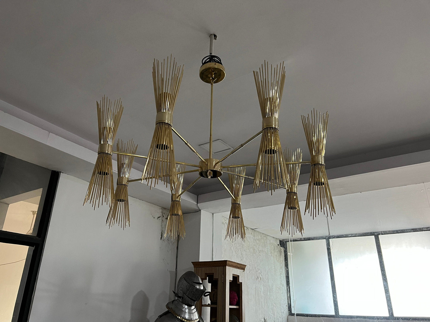 8 Arms 16 Lights Skyla Brass Sputnik Chandelier