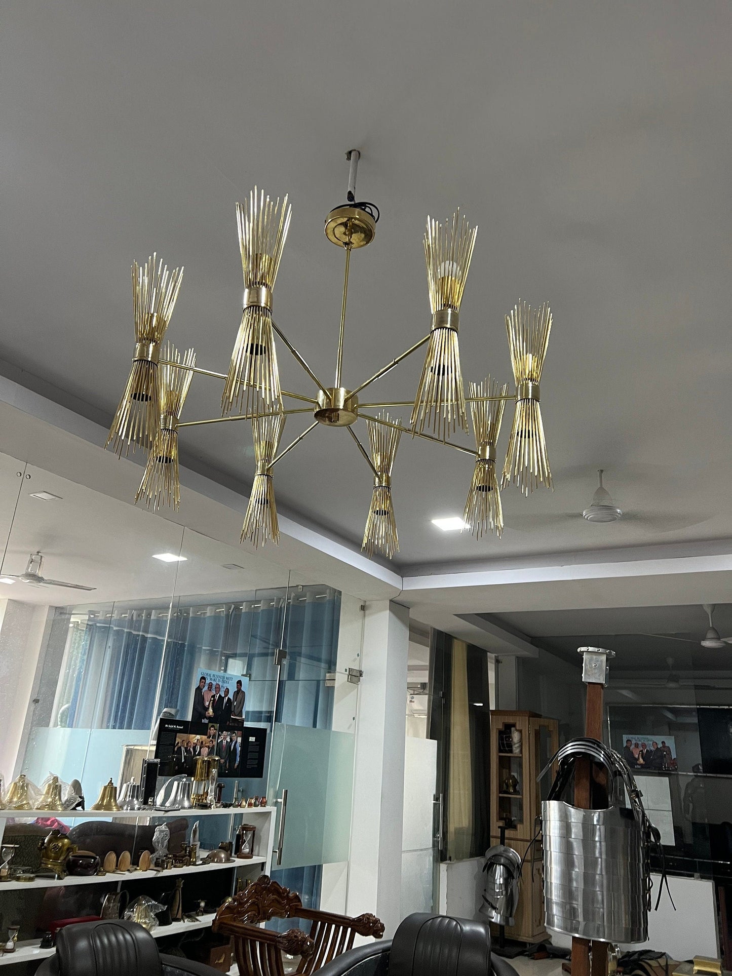 8 Arms 16 Lights Skyla Brass Sputnik Chandelier