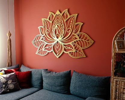 3D Lotus Flower Wooden Wall Art