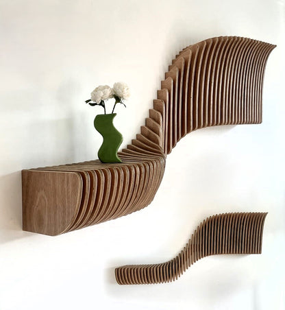 3D Wooden Parametric Hanging Shelf Wall Art