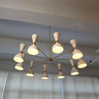 10 Arms 20 Lights Mid-Century Stilnovo Design Chandelier