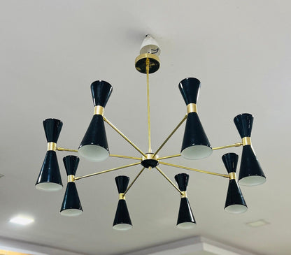 8 Arms 16 Light Handmade Brass Stilnovo Sputnik Chandelier