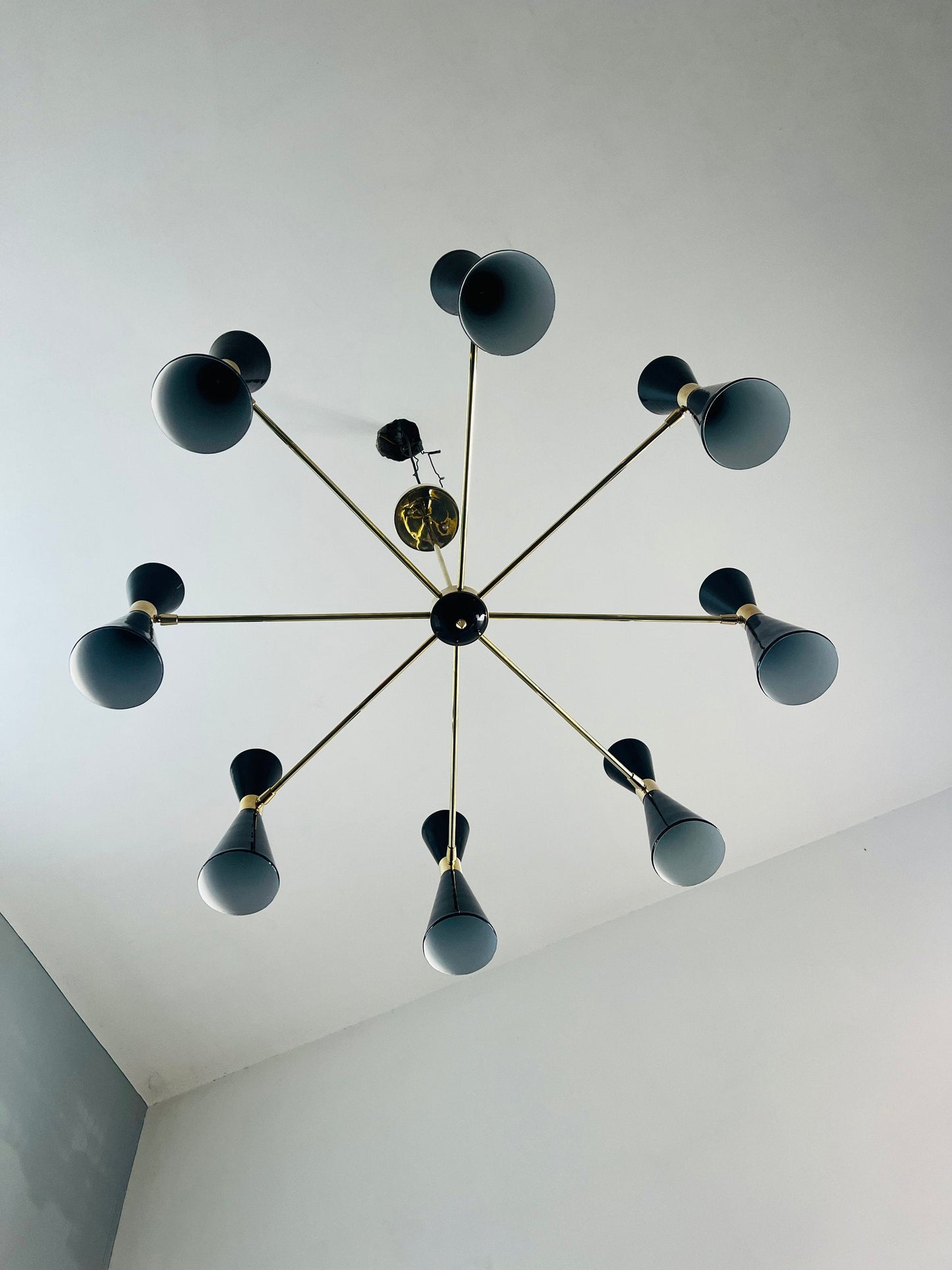 8 Arms 16 Light Handmade Brass Stilnovo Sputnik Chandelier