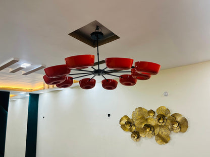 10 Arms Light Stilnovo Design Brass Chandelier