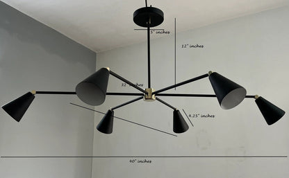 6 Arms 6 Light Handcrafted Sputnik Chandelier