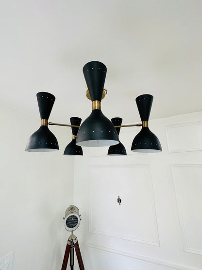 5 Arm 10 Light Modern Brass Sputnik Chandelier