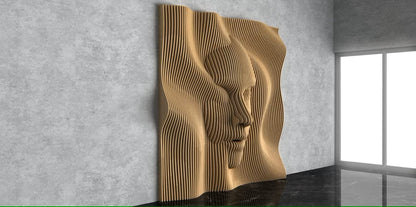 3D Wooden Parametric Face Shape Wall Art