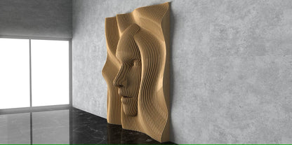 3D Wooden Parametric Face Shape Wall Art