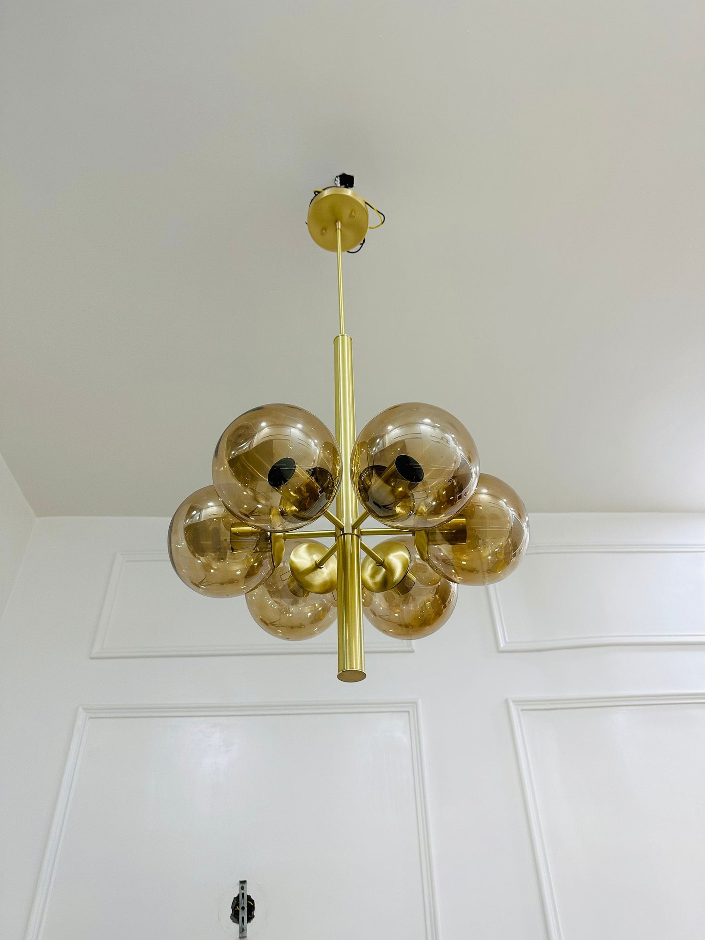 6 Glass Ball Brass Handcrafted Chandelier