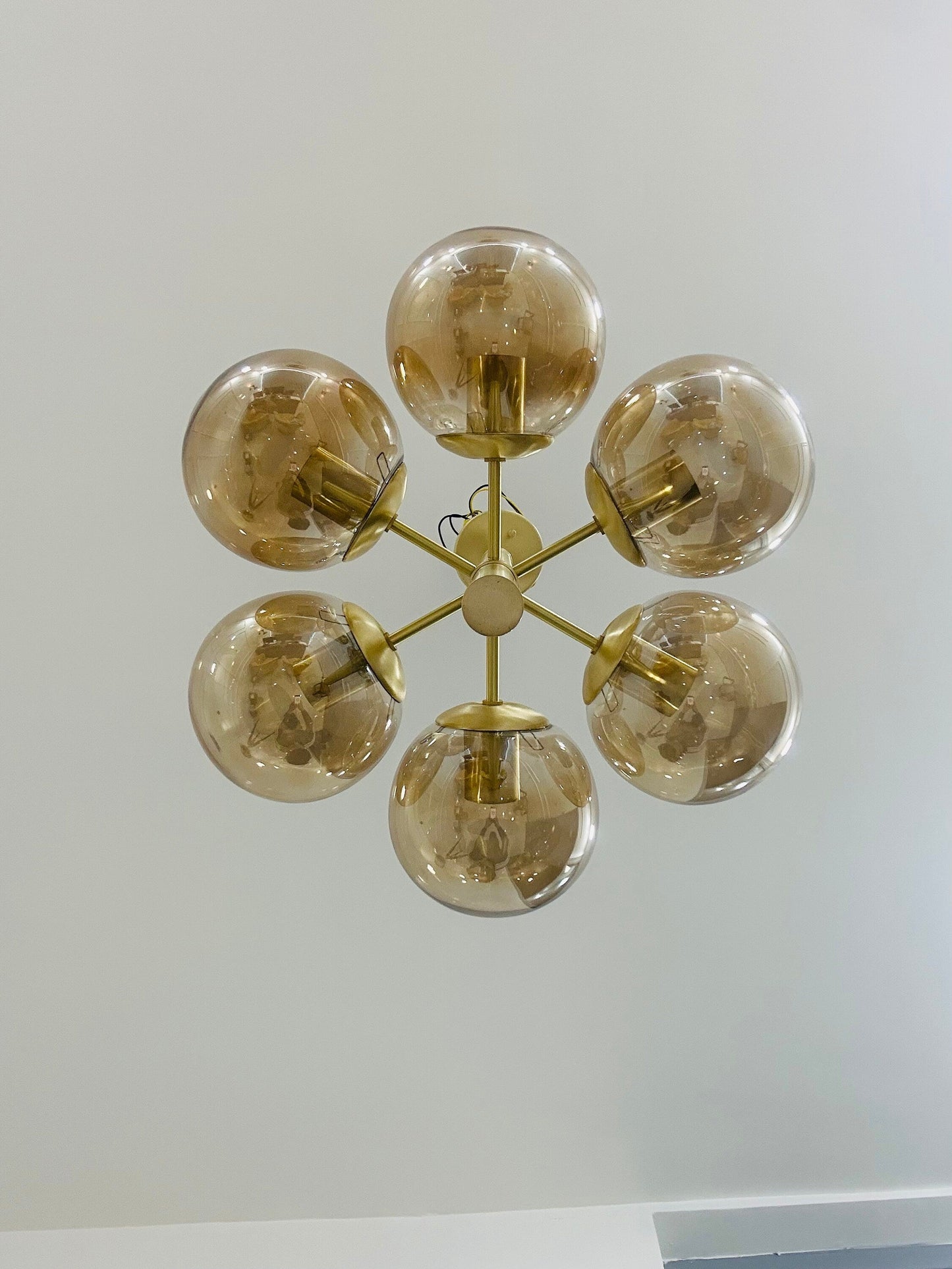 6 Glass Ball Brass Handcrafted Chandelier