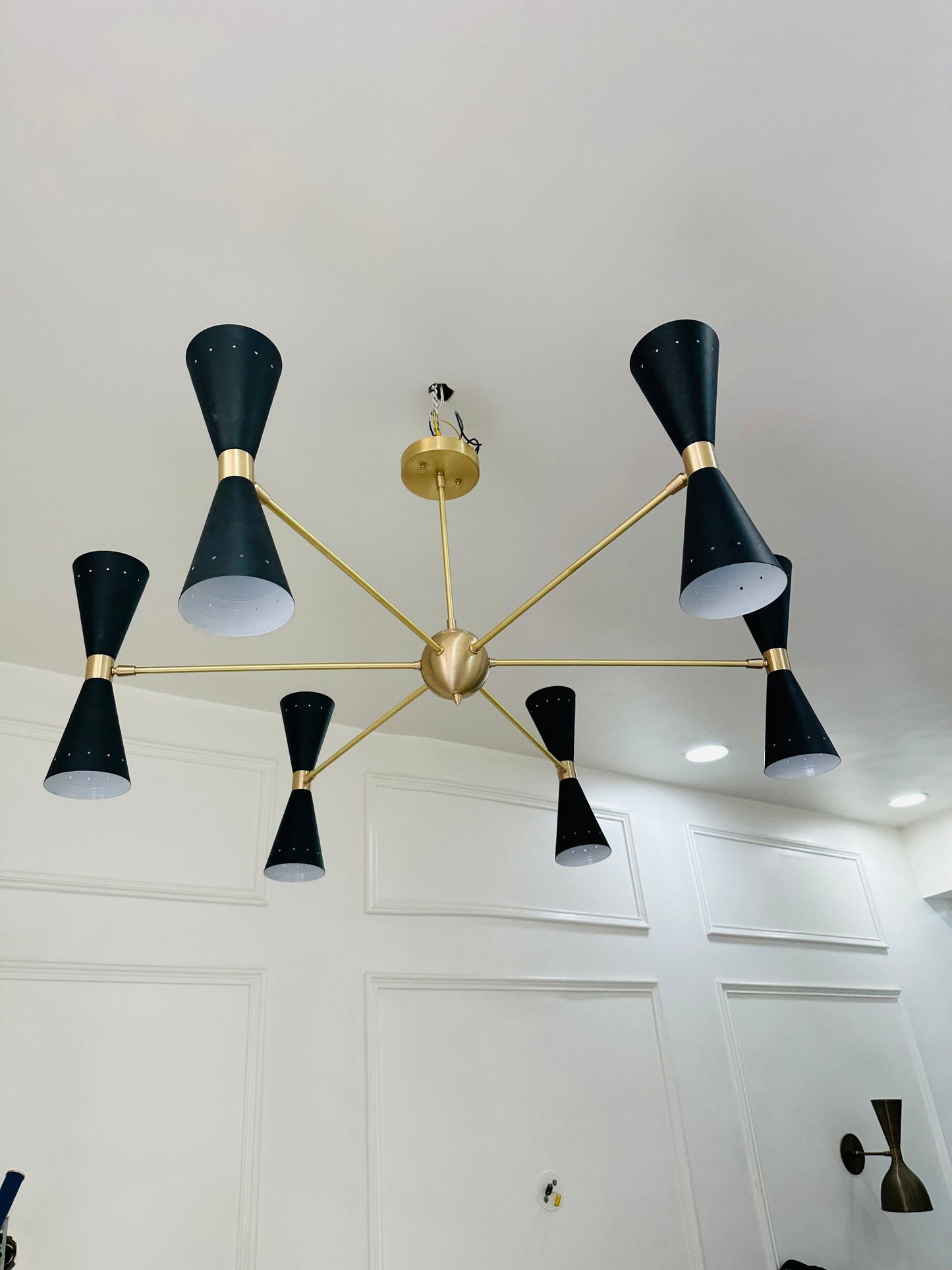 6 Arm 12 Light Handmade Mid Century Sputnik Chandelier