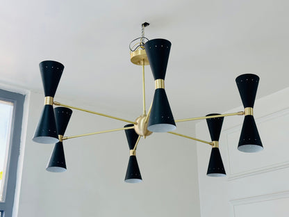 6 Arm 12 Light Handmade Mid Century Sputnik Chandelier