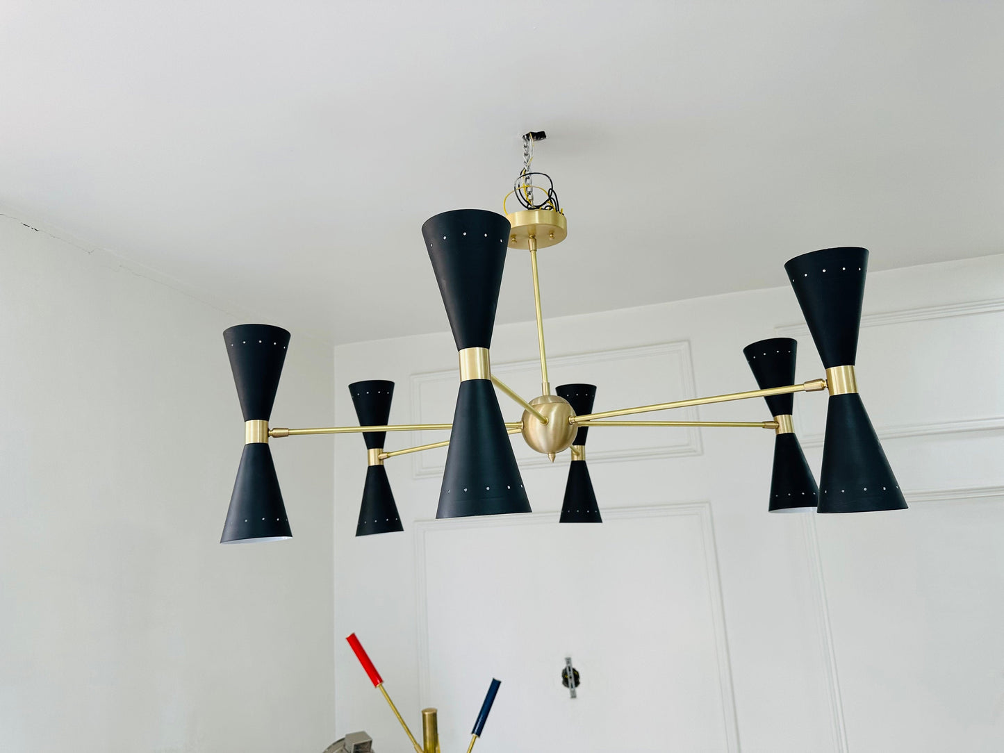 6 Arms 12 Light Brass Handmade Sputnik Chandelier