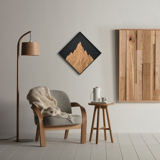 3D Mountain Design Wooden Wall Art