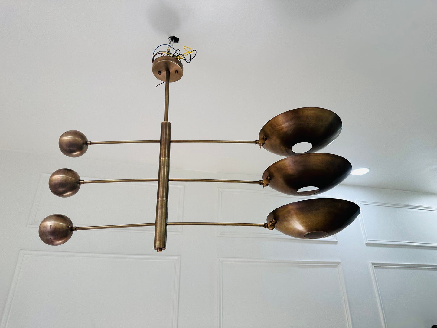 3 Light Mid Century Modern Brass Sputnik Chandelier