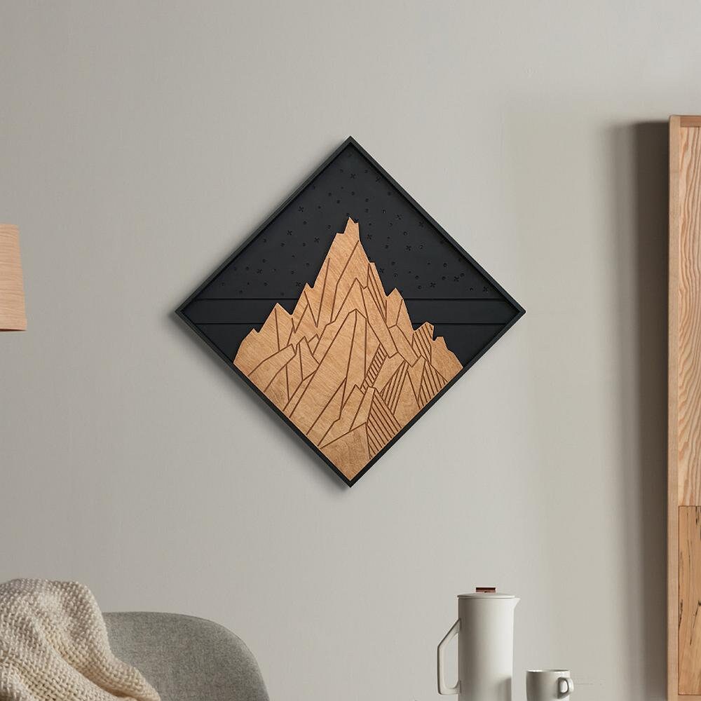 3D Mountain Design Wooden Wall Art