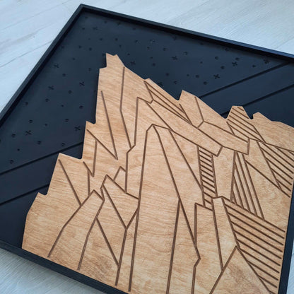 3D Mountain Design Wooden Wall Art