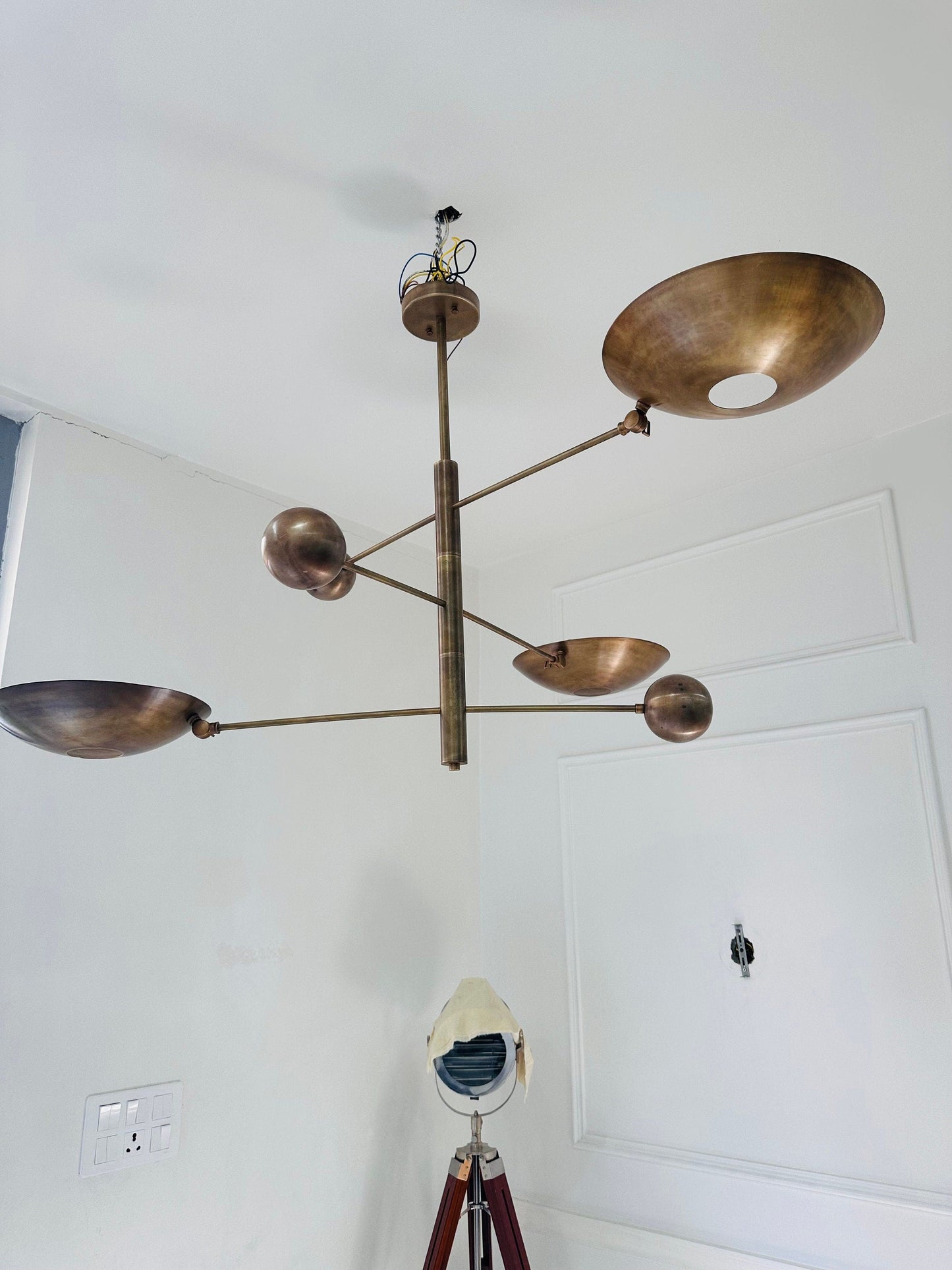 3 Light Mid Century Modern Brass Sputnik Chandelier