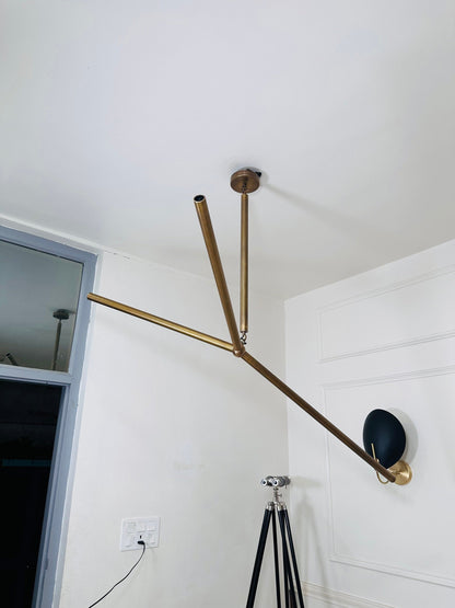 3 Light Modern Handmade Brass Sputnik Slingshot Chandelier