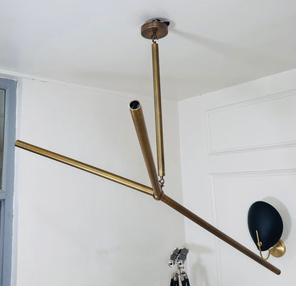 3 Light Modern Handmade Brass Sputnik Slingshot Chandelier