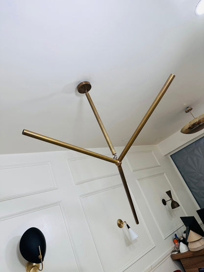 3 Light Modern Handmade Brass Sputnik Slingshot Chandelier