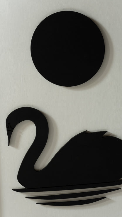 Swans Sun & Moon Wooden Wall Art