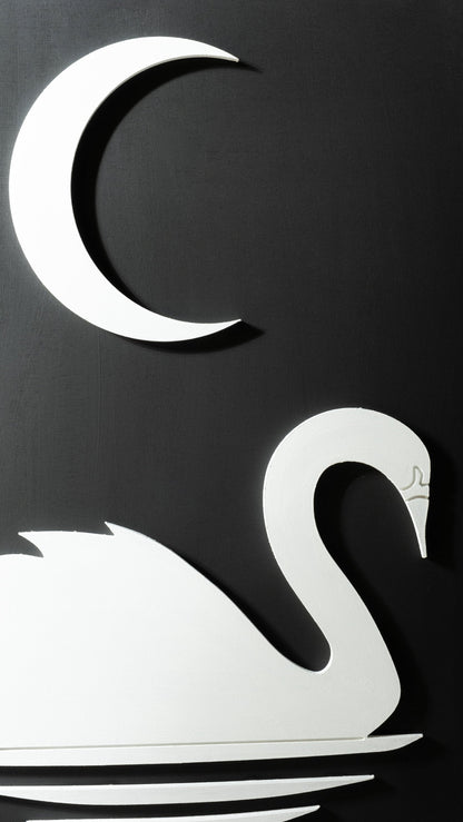 Swans Sun & Moon Wooden Wall Art