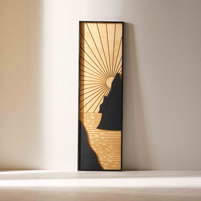 Modern Mountain Sunset Wooden Wall Art