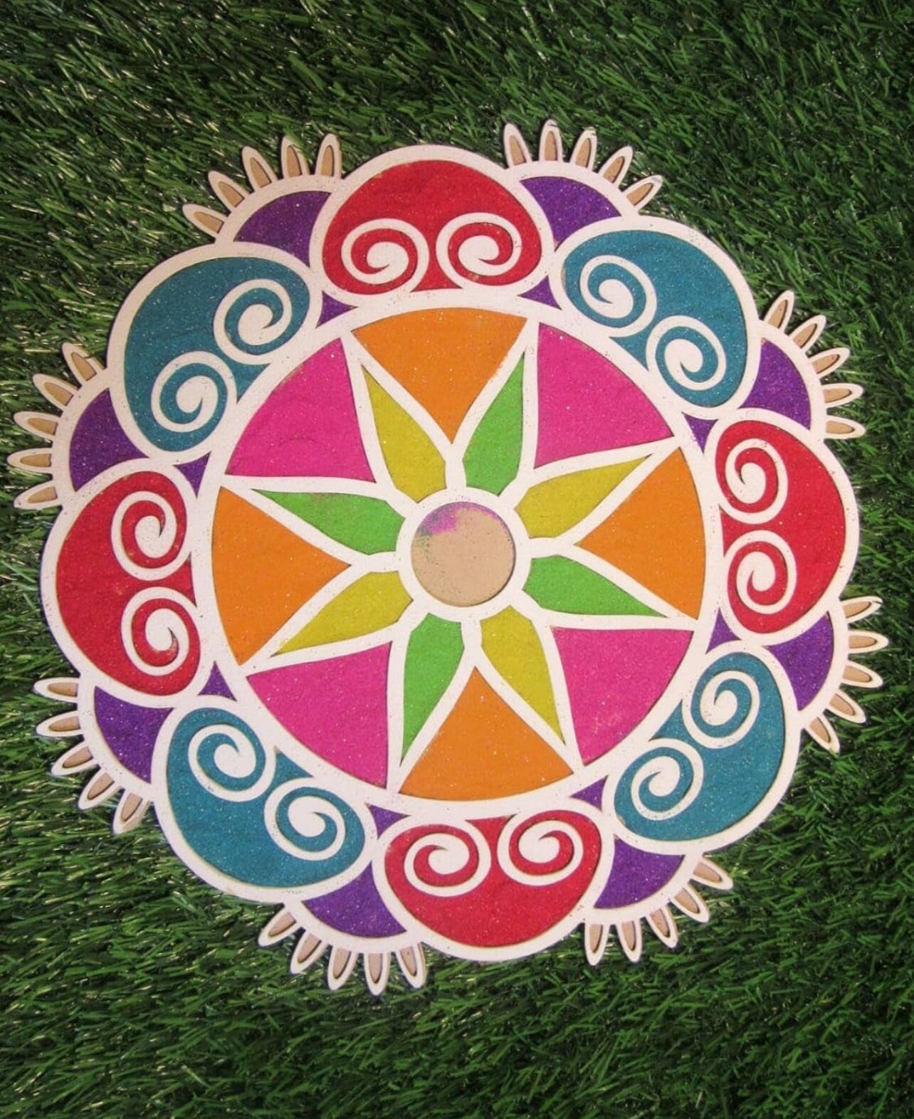 Circular Star Design Pre Marked Rangoli