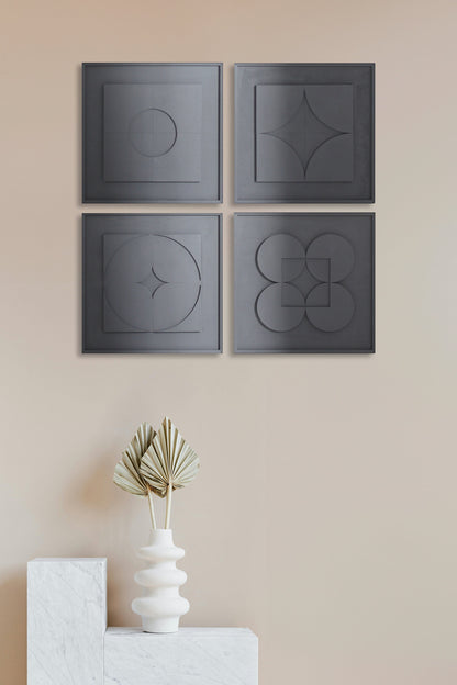 Anthracite Design 4 Panel Modern Wall Art