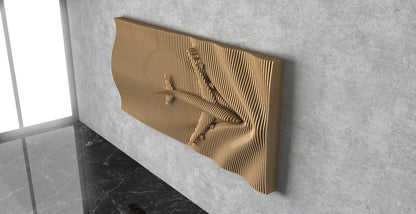 3D Wooden Parametric Plane Shape Wall Art