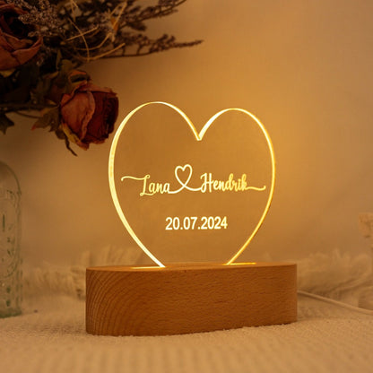 Personalized Heart Shap Acrylic Lamp