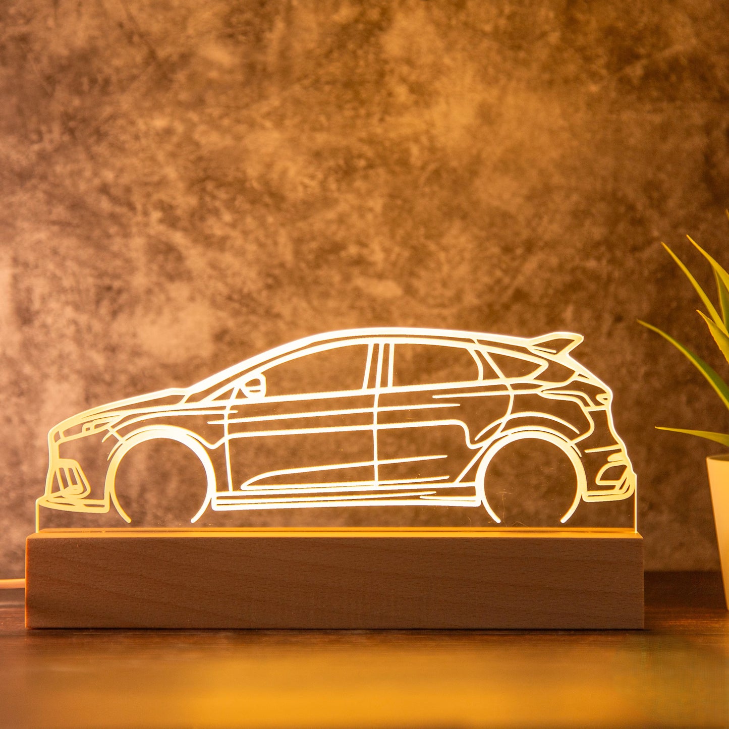 Acrylic Car Design Wooden Lamp