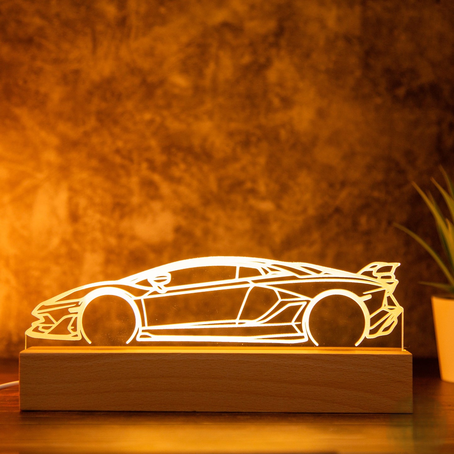 Acrylic Car Design Wooden Lamp