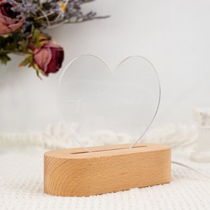 Personalized Heart Shap Acrylic Lamp