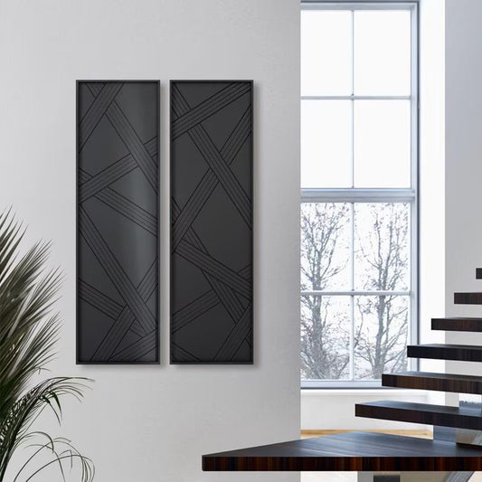 Black Modern Geometric Wooden Wall Art