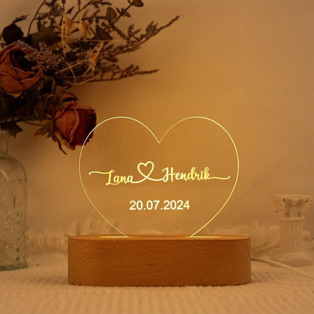 Personalized Heart Shap Acrylic Lamp