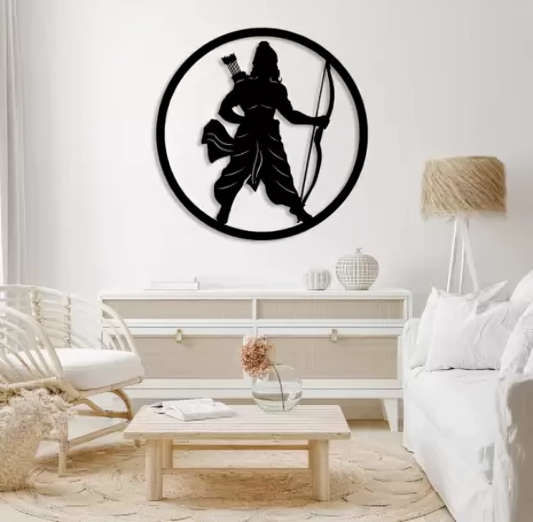 Exquisite Shree Ram Wall Art for Home Decor Artistic Depiction of Lord Ram in Wall Painting Illuminate Your Space with Shree Ram LED 