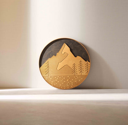 Handcrafted Mountain Range Wooden Artwork