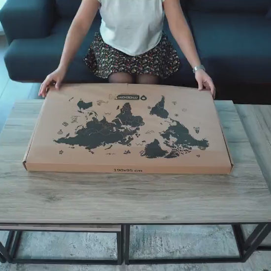 Large Wooden World Map Decor