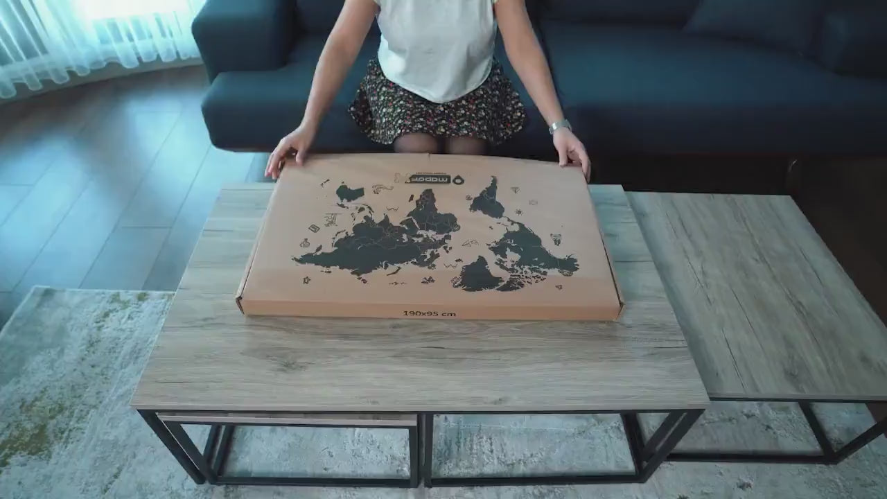 Large Wooden World Map Decor