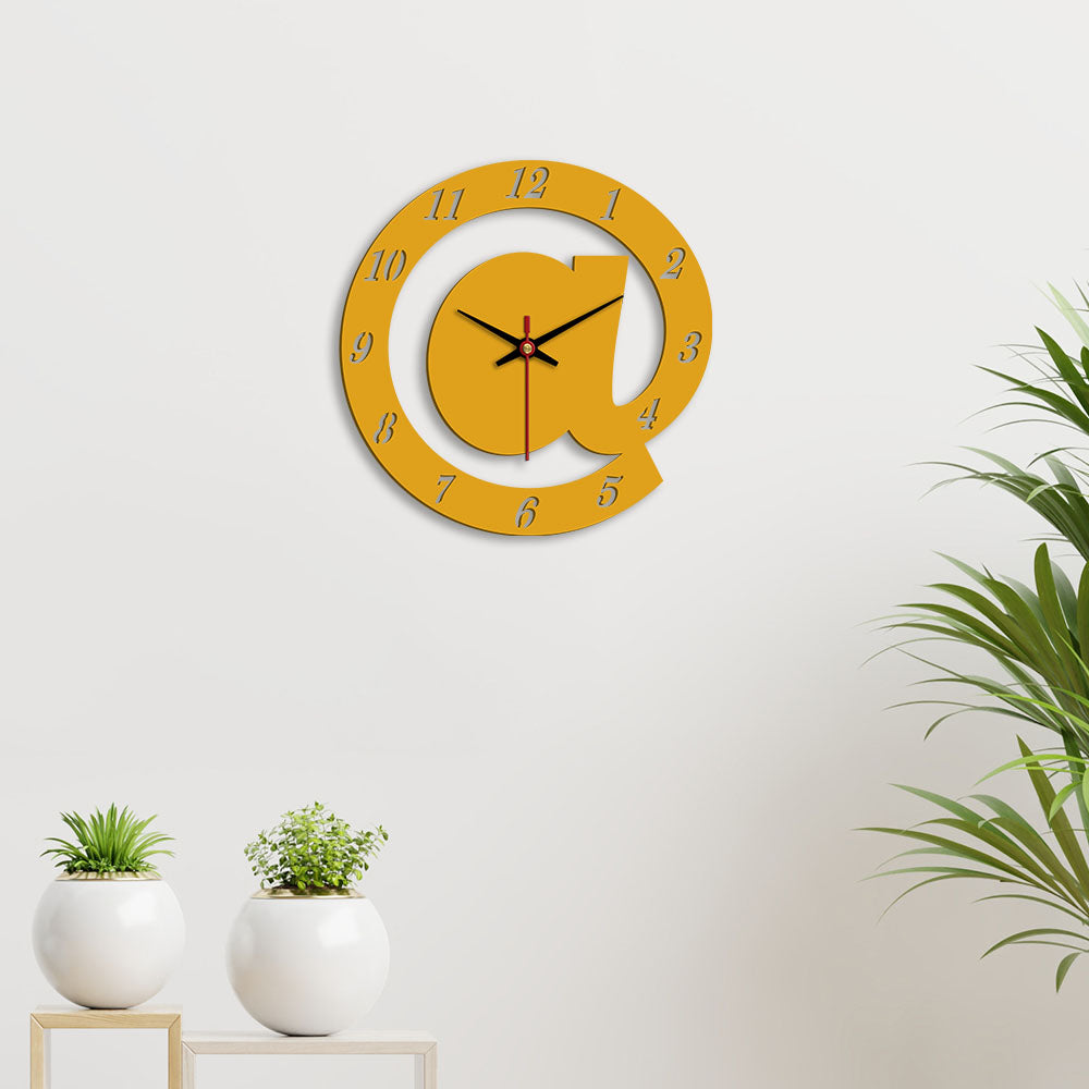 AT Symbol Design Wooden Wall Clock